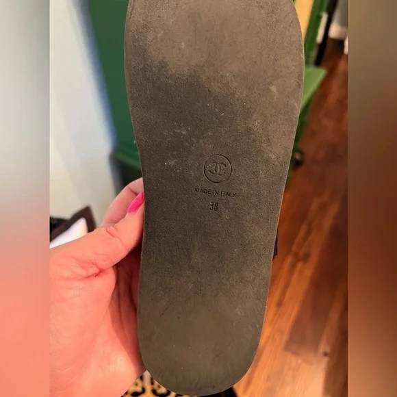 CHANEL Lambskin Chain Black on Black Quilted Dad Velcro Sandals - Picture 10 of 13